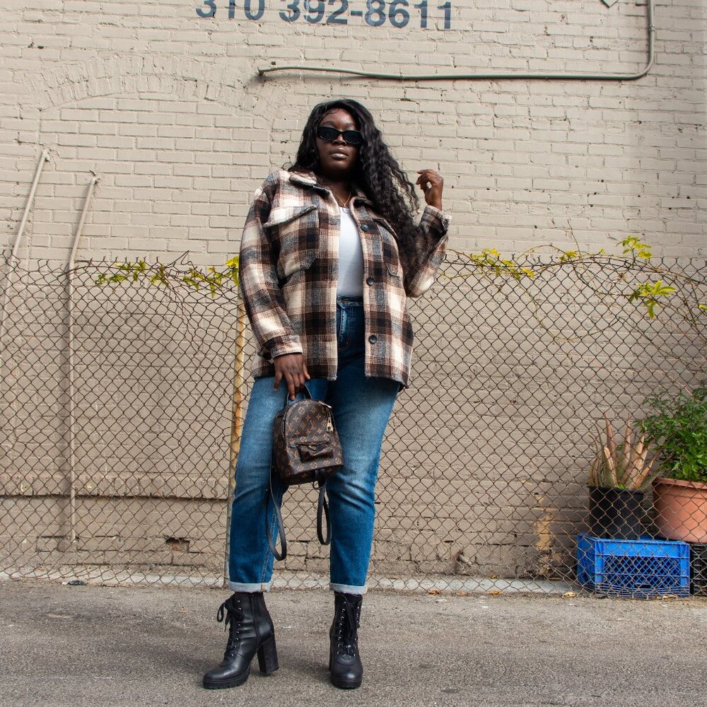Plaid Winter Button Up Coat